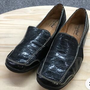 Natural Soul Shoes Womens 8.5 M Camelia Slip On Loafers Black Faux Leather